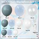 Dusty Blue Balloons Arch Kit, 134 Pcs Muted Light Baby Slate Blue and White Balloon Garland mit 18 Inch Pale Clear Balloon *5, Long Balloon as Bow Decor for Baby Shower Boy Gender Reveal Wedding, 18-inch, 10-inch, 5-inch, 12-inch, 60-inch