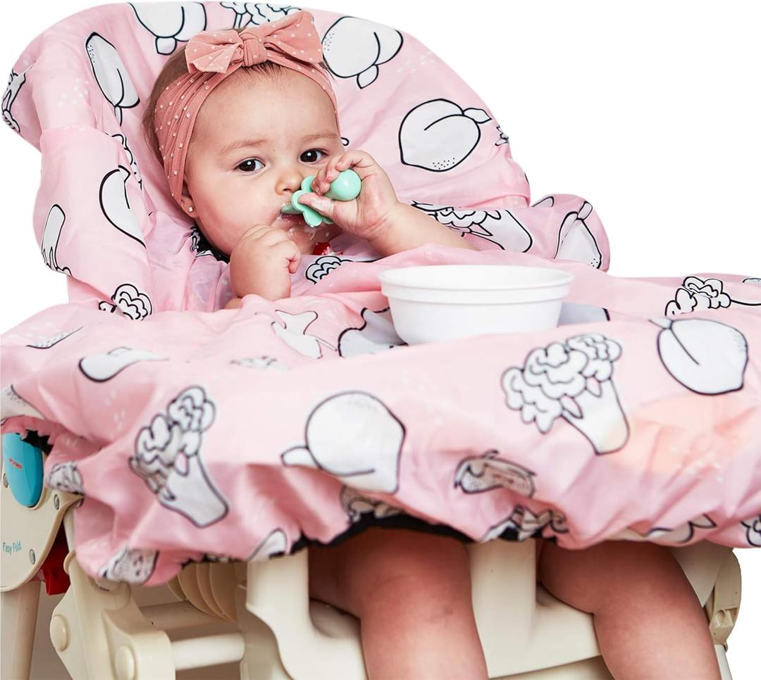 grabease Allover Waterproof Bib for Self-Feeding Infants and Toddlers, Machine Washable, Ages 6-24 Months (Pink)