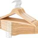 Wooden Hangers 20 Pack, Durable Wood Hangers with 360 Swivel Hook & Notches, Slim Coat Hanger Wooden for Closet, Natural