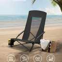 SONGMICS Set of 2 Portable Beach Chairs for Adults, Max. Load 330 lb Each, High Backrest, Cup Holder, Lightweight, Heavy-Duty, Black UGCB067B01V1