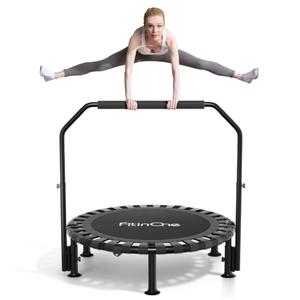 Foldable Mini Trampoline Load 450lbs,Portable Exercise Rebounder Trampoline with Adjustable Foam Handle,Fitness Trampoline for Adults and Kids (40 inch Without handrail)