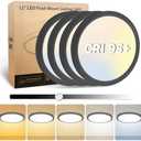 EOSMILE 4Pack 12 Inch LED Flush Mount Ceiling Light, 25W, 3000LM, CRI 95+, 2700K-5000K 5CCT & Dimmable, Black Round Surface Flat Panel Light for Hallway, Kitchen, Bedroom, Laundry Room