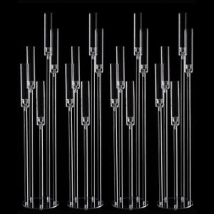 4pcs 5 Arm Acrylic Candelabra,Clear Candle Holder for Wedding,45.7inch Tall Floor Candle Holders for Ceremony Birthday Party Home Decoration Fit 0.8 LED Candles