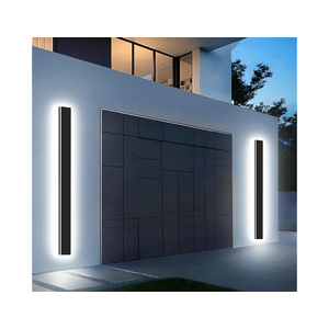 Upgraded 31inch 2pcs Modern Outdoor Wall Light,4.33 Inch Wide Dimmable Linear Outdoor Wall Sconce Waterproof Ip65,Black LED Exterior Long Lights for Garage Front Door Exterior Wall Lights