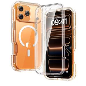 Diaclara Magnetic Designed for iPhone 17 Pro Case 6.3'' Full Camera Protection Full Body Bumper, Compatible with MagSafe Military Drop Proof Phone Case w/Built-in Screen Protector, Clear