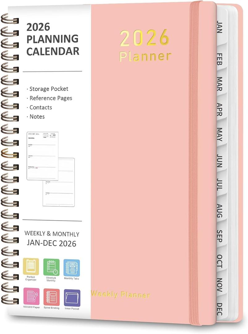 2026 Planner, Weekly and Monthly Calendar Academic Planner, Jan 2026 - Dec 2026, Planning Agenda Book for Desk Accessories and School Supplies - A5 (6.3'' x 8.5'')
