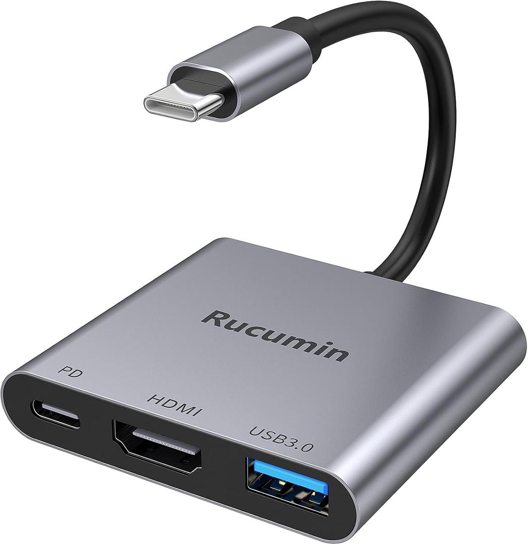 USB C to HDMI Adapter, Type-C to 4K HDMI with 100W PD & USB 3.0 Port, Digital AV Multiport Adapter for MacBook Pro/Air, iPad Pro/Air, iPhone 15Pro/16, Switch, Tablets and More USB-C Devices