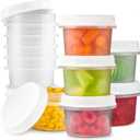 TUZAZO 8 Oz Food Storage Containers with Screw Lids, 12-Count Reusable Small Freezer Plastic Containers for Portion and Meal Prep | Microwave-, Freezer-, Dishwasher-Safe | BPA Free