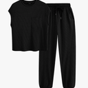 BTFBM Women's Two Piece Tracksuit Outfits Summer Short Sleeve Tops Long Pants Jogger Lounge Matching Sets Sweatsuit