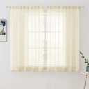 MIULEE 2 Panels Solid Color Light Cream Sheer Window Curtains Elegant Window Voile Panels/Drapes/Treatment for Bedroom Living Room (54 X 63 Inches Light Cream)