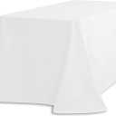 7 Pcs Rectangle Tablecloth (90” x 120”) Long, Polyester, Reusable Table Cover | Party, Event, Banquet, Thanksgiving, Christmas Use | Stain & Wrinkle Resistant (White)