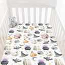 Happy Halloween Baby Crib Sheets Cute Spooky Pumpkin Bat Fitted Crib Mattress Cover Witch Moon Star Toddler Baby Sheet for Standard Crib 28x52in (One size)
