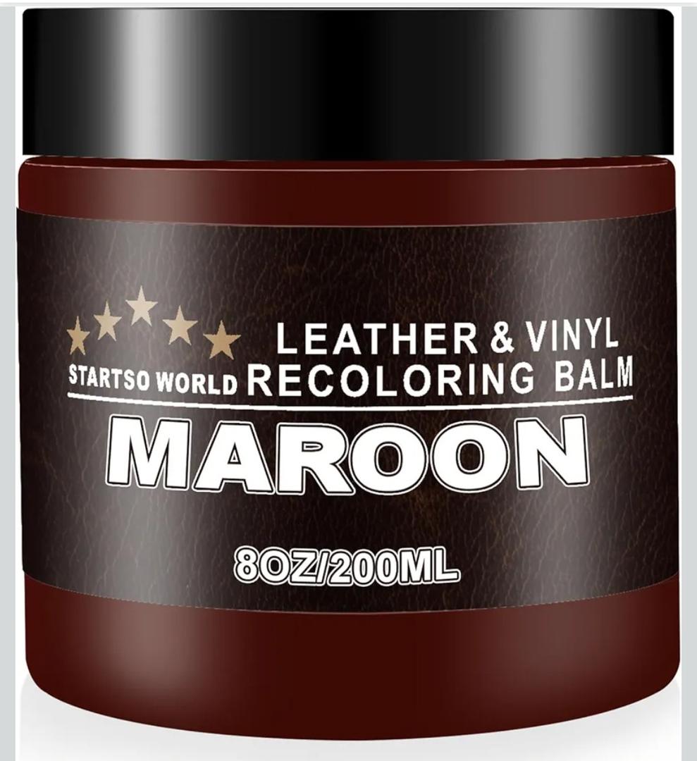 STARTSO WORLD Leather Recoloring Balm, Maroon Leather Repair Kit for Furniture, Leather Dye, Leather Color Restorer for Couches, Leather Couch Paint |Repair, Faded Leather