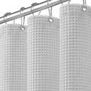 Waffle Weave Shower Curtain - Light Grey Cotton Fabric Texture Heavyweight Shower Curtain for Bathroom,Washable,72Wx72L