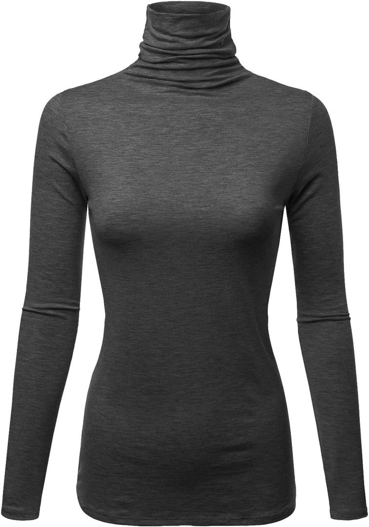 Womens Premium Long Sleeve Turtleneck Lightweight Pullover Top Sweater (3X) (Cllt002-charcoal)