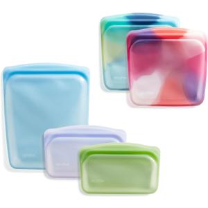 Stasher Silicone Reusable Food Storage Bags, 5-Pack, Reusable Freezer Bags, Microwave, Dishwasher, Oven Safe, Sous Vide, Premium Lunch Containers, Eco Friendly, Food-safe Silicone Snack Bag, Tie Dye | Reusable Food Bag