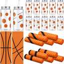 24 Pcs 14.2 Oz Basketball Plastic Cups Bulk Basketball Cooling Towel Set Include 12 Sport Theme Cups with Straw and Lid 12 Ice Towel for Sport Party Favors Player Team Gifts