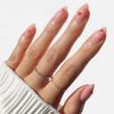 Glamnetic Press On Nails - Short Almond Fake Nails, Glossy Sheer Pink Nails with 3D Watermelon Design, Juicy Slice | 15 Sizes - 30 Nail Kit with Glue | Gift for Mom