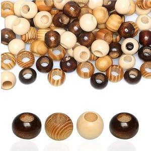 20mm Brown Wooden Macrame Beads - Hole 10mm - 30 Pieces Quality Large Hole Wood Beads for Macrame Projects/Garlands, Set of 2