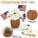 Riceshoot 4th of July Decoration Patriotic Door Hanger Basket Wreath for Front Door Woven Basket 250th Anniversary Hanging Sign with Artificial Hydrangea American Flag for Independence Day Table Decor