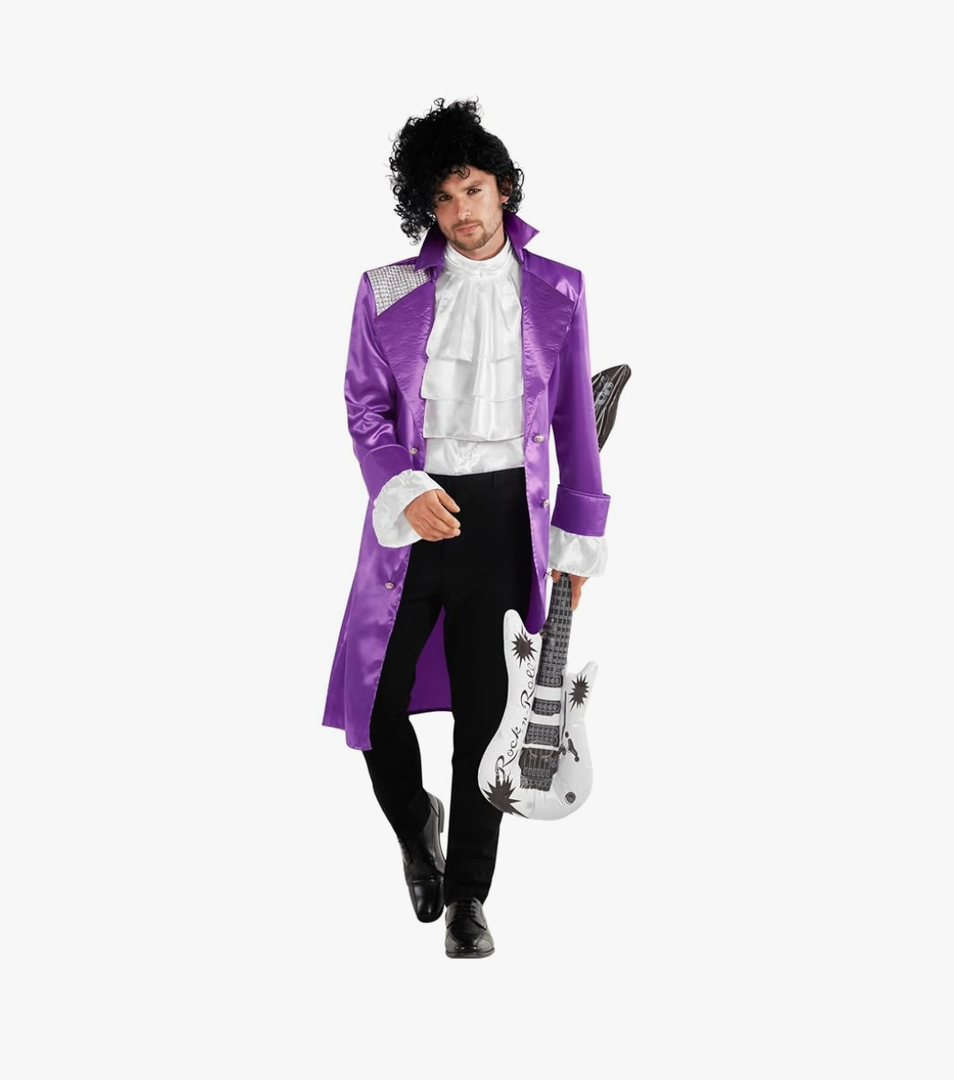 Morph Purple Pop Star Costume Men With Jacket And Wig, Musician Costume Adult, Halloween Costumes For Men Size Large