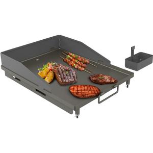 17.92" x 13.77" Flat Top Griddle for Outdoor Cooking Durable Cast Iron Griddle for Stovetops Premium Heavy Duty Stovetop Griddle Plate for BBQ Gas Grill - Black