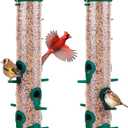 Kingsyard 2 Pack Tube Bird Feeders for Outdoors Hanging, Premium Hard Plastic Bird Feeder with 6 Feeding Ports, Weatherproof & Steel Hanger, Attracting for Wild Birds (Green)