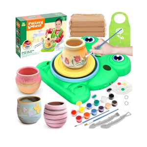 Pottery Wheel for Kids - Complete Pottery Painting Kit Arts and Crafts for Kids Ages 8-12 with 3 Pack Air Dry Clay Art Supplies Toys for Girls Boy Birthday Gift for 6 7 8 9 10 11 12+