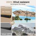 DomeShade 15ft Patio Umbrella with Base,Large Outdoor Double-Sided Rectangle Umbrella with Crank Handle, Market Umbrella for Poolside Garden Deck Backyard Beach Pools, Beige, Extra Large 15ft X 9ft