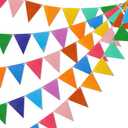 Colorful Pennant Flags - 4 Pack  Multicolor Pennant Banner 82ft CardStock Paper Pennant Triangle Bunting Flag for Party Decoration Baby Shower Classroom Decor (Rainbow)