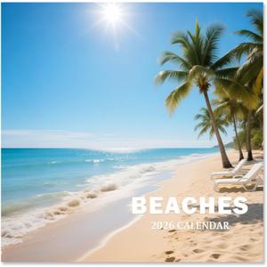 2026 Calendar, 2026 Wall Calendar, Monthly Calendars 12 Month Beach 12" x 24" Opened, Thick Glossy Paper for Organizing Planning, Ideal for Home Office