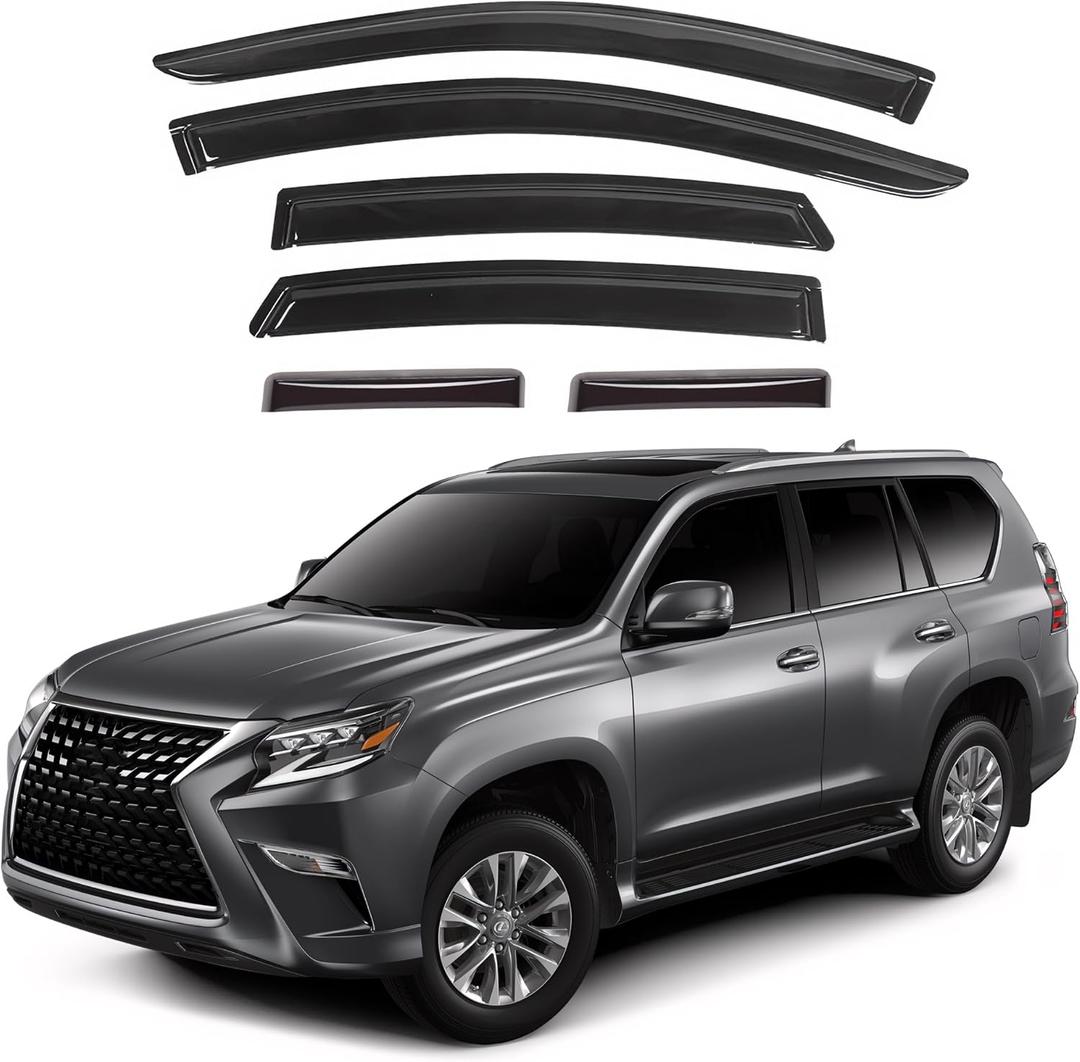 IG Window Visors Fit for 2010-2023 Lexus GX460, Out-Channel Rain Guards Vent Wind Deflectors 6PC, Car Accessories for 10-23 Lexus GX Series