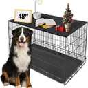 Dog Crate Topper with Magnets for 48 Inch Crate - Dog Kennel Topper Decorative Storage Pet Crate Table Black (Only Topper)
