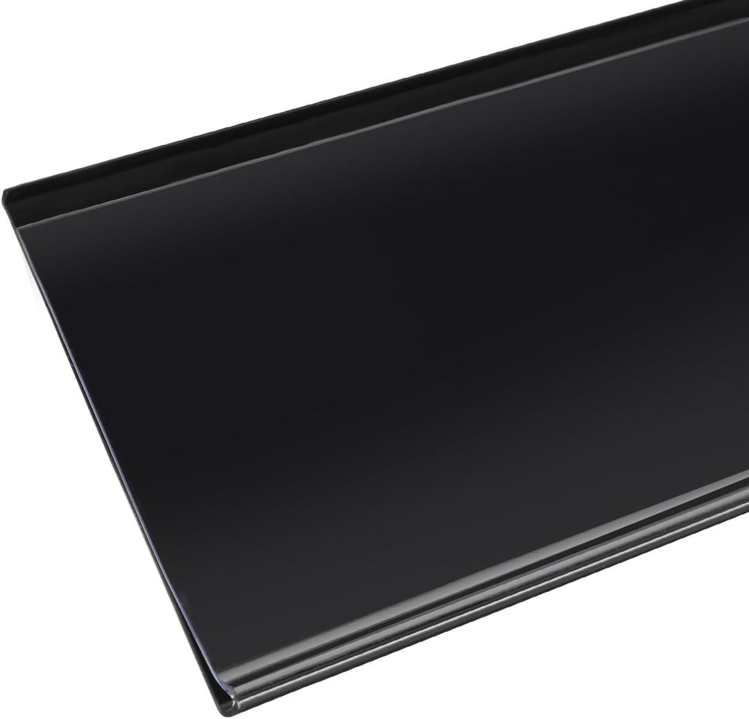Shelf Label Strips, Pro Painter 100 Pack Self Adhesive 1.5”H Shelf Strip Price Tag Holder for Plastic, Metal and Wood Gondola Shelf, Clear Plastic Front/Black Back Sign Holder for 48” Long Shelf, 47-11/16 Inches