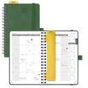 POPRUN 2026-2027 Monthly Planner, Small 4" x 6.25", 18 Month Calendar Agenda (July 2026 - December 2027) with Expense Tracker, Notes Pages, Sprial Bound, Leather Softcover - Green