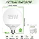 LED Light Bulb, G120 Globe Bulb,15W Globe Light Bulbs, Daylight 5000k Led Bulb, Non-Dimmable, E26 Base Large Decorative Lamp,1100 Lumer, for Indoor Room Lighting (15W No-Dimmable Light)