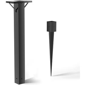 BOUGOON Black Metal Mailbox Post for Outside,43x 4X 4 inch Heavy Duty In-Ground Mounting Post with Anchor for Easy Install Mailbox Use