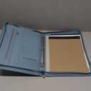 Padfolio Portfolio Folder Binder-Organizer Planner Notebook Zippered Portfolio Padfolio for Women & Men with Document Sleeve,Letter/A4 Size Clipboard,Business Card Holders (Blue Flower)
