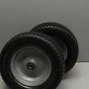 AR-PRO (2 Pack) 15 x 6.00-6 Front Tire and Wheel, Flat Free Lawn Mower Tires with Rim, 3" Centered Hub with 3/4" Bearings & 5/8" and 1" bushings, Compatible with John Deere Riding Mower, Lawn Tractor (Silver)