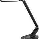 JKSWT LED Desk Lamp, Eye-Caring Table Lamps Natural Light Protects Eyes Dimmable Office Lamp with 5 Color Modes USB Charging Port Touch Control and Memory Function, 10W Reading Lamp,Black