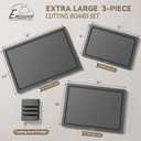 Empune Plastic Cutting Board Set, Recycled Plastic Cutting Boards for Kitchen (Set of 3), Dishwasher Safe Large Chopping Board with Holder, Non-slip Feet and Juice Grooves, Nonporous, Grey
