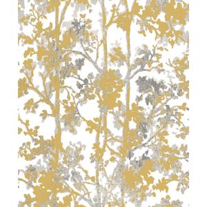 White and Golden Yellow Abstract Tree Forest Peel and Stick Wallpaper Modern Natural Floral Removable Self Adhesive Contact Paper for cabinets Bedroom and Bathroom Wallpaper 17.7" x 129.9"