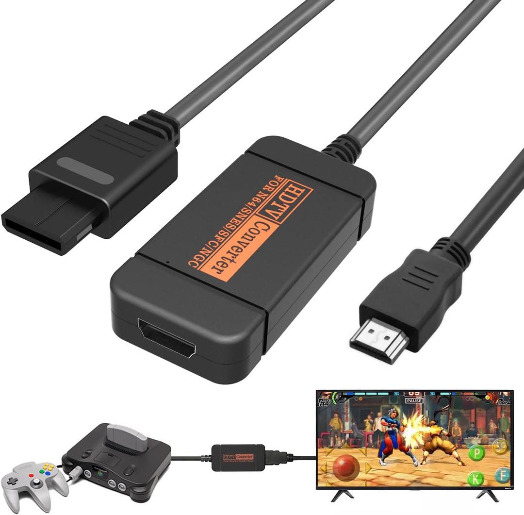 yoxxzus N64 HDMI Adapter, HDMI Converter with HDMI Cable for N64/Gamecube/SNES