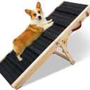 39.4x16Inch Dog Pet Ramp for Bed 5 Adjustable Height Dogs Stairs for Small Dog with Non-Slip Mat 8.46" to 24.4" Foldable Steps for Small Old Dogs Cats