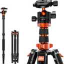 K&F Concept 78 inch/198cm Camera Tripod,3 Sections Central Axis Travel Tripod with 32mm Metal Ball Head Load Capacity 26.4 lbs/12KG for DSLR Cameras Indoor Outdoor Use