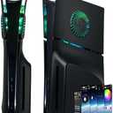 Faceplate for PS5 Slim Disc Edition with RGB Light Strip and Dust Filter with Cooling Vents DOBEWINGDELOU 400+ Effects LED Light Ring Console Face Plate Cover DIY Decoration Kit Accessories Black