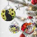 2 x Stained Glass Ornament, Christmas Ornament, Hanging Ornaments for Home Decor & Christmas Tree Ornaments  Exquisite Holiday Decor, Cat Lovers Gifts, Xmas Gifts & Holiday Present - Black Cat