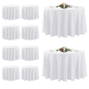 10 Pack White Round Tablecloths, 120 Inch Stain Resistant and Wrinkle Polyester Fabric Washable Table Clothes Cover for Kitchen Dining, Wedding, Reception Banquet, Birthday Party, Buffet Restaurant