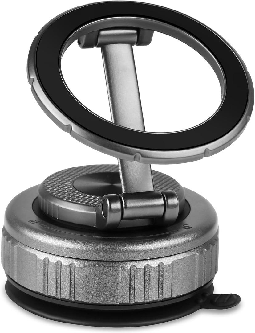 Upgraded 360 Adjustable Magnetic Car Phone Holder, for Magsafe Compatible for All iPhones & Smartphones Super Suction Cup for Dashboard/Gym/Mirror Universal Fit for All Vehicles