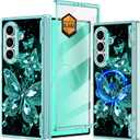 Hekodonk for Galaxy Z Fold 7 Case,[Compatible with MagSafe][Glow in The Dark][Front Screen Protector][Stand][Hinge Protection],Slim Fit for Women Girls for Samsung Galaxy Z Fold 7, Green
